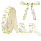 20M Cotton Ribbon, Flower Pattern, Green, 5/8 inch(16mm), about 21.87 Yards(20m)/Set