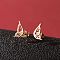 Stainless Steel Stud Earrings for Women, Left and Right, Butterfly, Rose Gold, 6~12x5~11mm