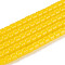 Imitation Jade Glass Beads Strands, Column, Gold, 3.5x4~4.5mm, Hole: 0.7~0.9mm, about 102~108pcs/strand, 14.17~14.96 inch(36~38cm)