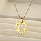 201 Stainless Steel Flower Heart Initial Pendant Necklaces for Women, Golden, Letter C, 17.72~20.08 inch(45~51cm)
