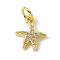 Brass Micro Pave Cubic Zirconia Charms, with Jump Ring, Cadmium Free & Lead Free, Starfish Charms, Real 18K Gold Plated, 12x10x2mm, Hole: 3mm