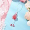 Glass Pendant Decorations, with Braided Nylon Thread, Flower, Red, 144mm
