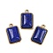 Natural Lapis Lazuli Pendants, with 304 Stainless Steel Findings, Rectangle Charms, Golden, 19.5x12x6~6.5mm, Hole: 1.7mm