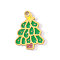 304 Stainless Steel Enamel Charms, Christmas Tree, Ion Plating(IP), Real 18K Gold Plated, Lime Green, 14x10mm