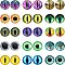 CHGCRAFT 30Pcs 15 Style Luminous Cat Eyes Glass Cabochons Glow in The Dark Contact Lenses Half Round Animal Eyes Flatbacks for DIY Craft Necklace Bracelet Making, 20mm