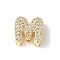 Brass Micro Pave Clear Cubic Zirconia Initial Multi-strand Links, Real 18K Gold Plated, Lead Free & Cadmium Free, Long-Lasting Plated, Rack Plating, Letter M, 10x5~9.5x4.5~5mm, Hole: 1.5~3.2x2~8mm