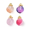Alloy Pendants, Peach Pendants, with Glass, Golden, Mixed Color, 19x12.5x12mm, Hole: 1.8mm
