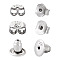 3 Pairs 3 Style Rhodium Plated Sterling Silver Friction Ear Nuts, Earring Backs, Platinum, 4~6x5~6.5x2.5~3.5mm, Hole: 0.8~1mm, 1 Pair/style