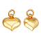 2Pcs 925 Sterling Silver Pendants, Puffed Heart Charms with Jump Rings, Golden, 10x10x5mm, Hole: 3mm