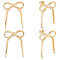 6Pcs Brass Stud Earring Finding, with Loop, Bowknot, Real 14K Gold Plated, 29.5x23mm, Hole: 1.6mm, Pin: 0.8mm