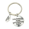 Alloy Enamel Keychain, Flat Round with Word, Platinum, 5.5cm