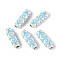 Painted Opaque Acrylic Beads, Rectangle with Symbol Pattern, Light Sky Blue, 24.2~24.7x8.5~9x6mm, Hole: 4mm, about 617pcs/500g