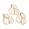Natural Quartz Crystal Links connectors, with Brass Findings, Faceted, Golden, 30.5~31x33x5mm, Hole: 1.8mm
