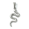 Non-Tarnish 304 Stainless Steel Pendants, Snake Charms, Stainless Steel Color, 31x15x2mm, Hole: 7x3.5mm
