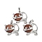 Synthetic Goldstone Kitten Pendants, Brass Cute Cat Shape Charms, Platinum, Long-Lasting Plated, Rack Plating, 28.5x30.5x10mm, Hole: 8x5mm