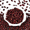 Oval Glass Seed Beads, with Glitter Powder, Two Tone, FireBrick, 9~9.5x6~6.5mm, Hole: 1.3~1.5mm, about 1058pcs/pound
