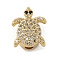 Brass Micro Pave Clear Cubic Zirconia Beads, Tortoise, Real 18K Gold Plated, 13x11x5.5mm, Hole: 2.5mm