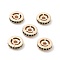 Brass Micro Pave Cubic Zirconia Beads, Long-Lasting Plated, Rack Plating, Flat Round, Light Gold, 10x2.5mm, Hole: 2.2mm