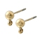 304 Stainless Steel Studs Earring Findings, Ion Plating(IP), Ball, Real 14K Gold Plated, 14mm, Hole: 1mm, Pin: 0.8mm