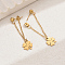 201 Stainless Steel Cartoon Tassel Stud Earrings, Real 18K Gold Plated, Flower, 50x12mm