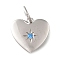 925 Sterling Silver Micro Pave Clear Cubic Zirconia Charms, Heart, with Jump Ring, Platinum, Deep Sky Blue, 10x10.5x1.5mm
