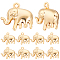 50Pcs Brass Pendants, Elephant, Real 24K Gold Plated, 14x15x5mm, Hole: 1mm