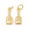 Brass Pendants, Pickleball Charms, Long-Lasting, Rack Plating, Lead Free & Cadmium Free, with Jump Ring, Real 18K Gold Plated, 14x5.5x2mm, Jump Ring: 5x1mm, Inner Diameter: 3.5mm
