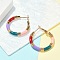 PVD Vacuum Plating 201 Stainless Steel Enamel Hoop Earrings for Women, with 304 Stainless Steel Pins, Real 18K Gold Plated, Colorful, 30x4mm, Pin: 1mm