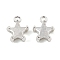 Brass Micro Pave Cubic Zirconia Charms, Star, 925 Sterling Silver Plated, White, 9.5x7.5x4.5mm, Hole: 1.2mm