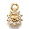 Brass Micro Pave Cubic Zirconia Pendants, Golden, Flower, 11.5x8x2mm, Hole: 1.8mm