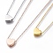 304 Stainless Steel Heart Pendant Necklaces, with Cable Chains and Lobster Claw Clasps, Mixed Color, 16-7/8 inch(43cm)
