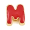 Brass Enamel Beads, Cadmium Free & Lead Free, Rack Plating, Long-Lasting Plated, Real 18K Gold Plated, Letter M, 14x13x6mm, Hole: 3x11mm