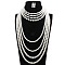 Plastic Pearl Round Beaded Multilayer Necklaces & Dangle Earrings Sets, White, 350~700mm