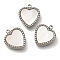 304 Stainless Steel Charms, with Pave Shell, Heart Charm, Stainless Steel Color, 14x12x2.5mm, Hole: 1.6mm