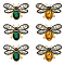 6Pcs 2 Colors Bees Alloy Rhinestone Lapel Pin Brooches for Backpack Clothes, Mixed Color, 25x38mm, 3pcs/color