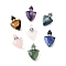 Natural Mixed Stone Perfume Bottle Pendants, with 304 Stainless Steel Findings, Faceted, Triangle Charms, Stainless Steel Color, 39~40x25x11~12mm, Hole: 1.9mm