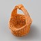 Resin Rattan Basket Mini Model, Micro Landscape Dollhouse Accessories, Pretending Prop Decorations, Orange, 37x25x33mm
