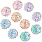 10pcs 5 colors Handmade Polymer Clay Beads, with Rhinestone, Flat Round with Flower, Butterfly Pattern, Mixed Color, 23~24x17~20mm, Hole: 1.9mm, 2pcs/color