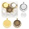 DIY Pendants Making Kits, Including 3 Colors Flat Round with Stars Alloy Pendant Cabochon Settings and 18Pcs Glass Cabochons, Mixed Color, Alloy Pendant Cabochon Settings: 12pcs/box