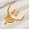 Elegant Brass Hollow Teardrop Earrings & Necklaces Sets for Women, Golden