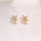 Alloy Enamel Stud Earrings, Snowflake, Golden, White, 25mm