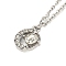 Alloy Micro Pave Clear Cubic Zirconia Pendant Necklaces,  Stainless Steel Cable Chains, Moon, Platinum, 16.34 inch(41.5cm)