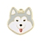 Alloy Enamel Pendants, Dog Charm, Golden, Gray, 25.5x24x1.5mm, Hole: 1.8mm