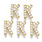Brass Micro Pave Cubic Zirconia Charms, Nickel Free, Letter, Clear, Real 18K Gold Plated, Letter.K, 12x7.5x2.5mm, Hole: 1.2mm