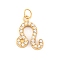 316 Stainless Steel Micro Pave Cubic Zirconia Pendants, with Jump Rings, Real 18K Gold Plated, 12 Constellation Charm, Real 18K Gold Plated, Leo, 12.5x10x2.5mm, Hole: 2.5mm