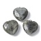 Natural Labradorite Pendants, Heart Charms with Platinum Tone Brass Findings, 30.5x30x13mm, Hole: 7x4mm