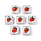 Handmade Porcelain Beads, Famille Rose Porcelain, Square & Flower, Red, 16~17x16~17x6.5~7mm, Hole: 1.6~1.8mm