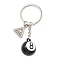 Alloy Enamel Black No 8 Billiards Keychains, Platinum, 89mm
