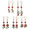 Valentine's Day Alloy Enamel Flower Dangle Earrings, 304 Stainless Steel Earring Hooks, Pink, 47~56x9~12.5mm