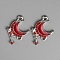 Alloy Enamel Pendants, with Rhinestone, Moon, 23.5x17x2mm, Hole: 1.8mm